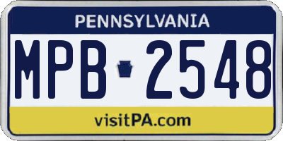 PA license plate MPB2548