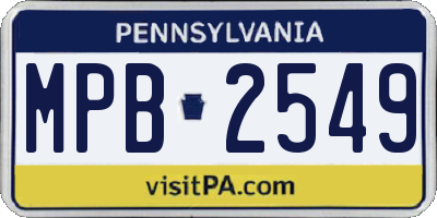 PA license plate MPB2549