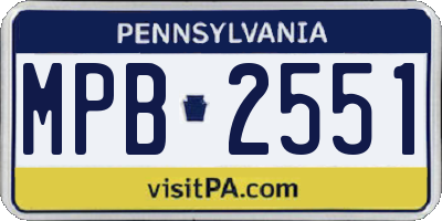 PA license plate MPB2551