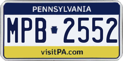 PA license plate MPB2552