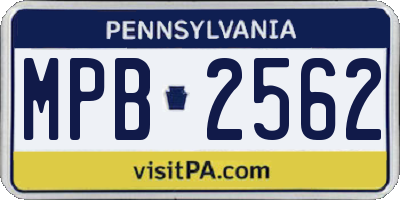 PA license plate MPB2562