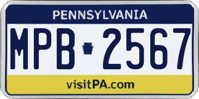 PA license plate MPB2567