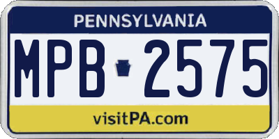 PA license plate MPB2575