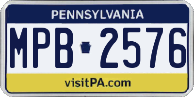 PA license plate MPB2576