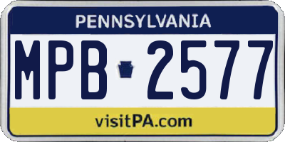 PA license plate MPB2577