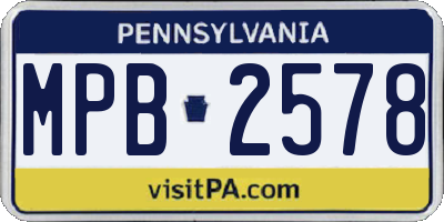 PA license plate MPB2578