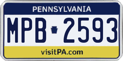 PA license plate MPB2593