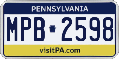 PA license plate MPB2598