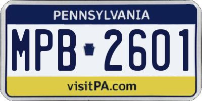 PA license plate MPB2601