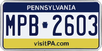 PA license plate MPB2603