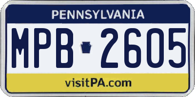 PA license plate MPB2605