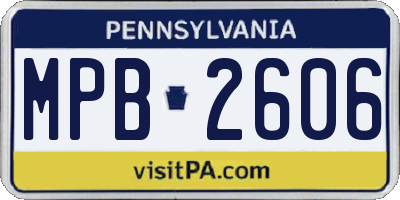 PA license plate MPB2606