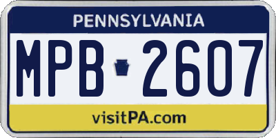PA license plate MPB2607