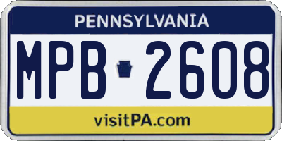 PA license plate MPB2608
