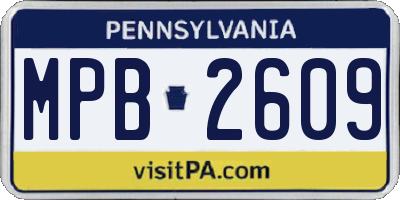 PA license plate MPB2609
