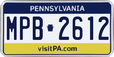 PA license plate MPB2612