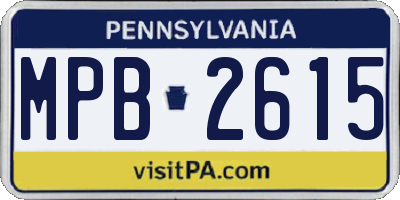 PA license plate MPB2615
