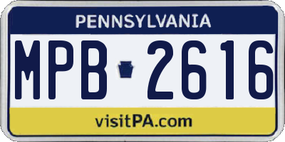 PA license plate MPB2616
