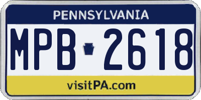PA license plate MPB2618
