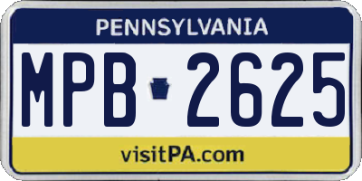 PA license plate MPB2625