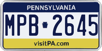 PA license plate MPB2645