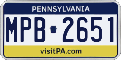 PA license plate MPB2651