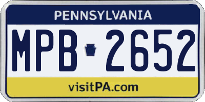 PA license plate MPB2652