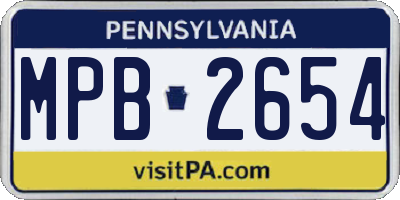 PA license plate MPB2654
