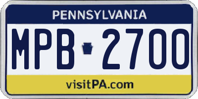 PA license plate MPB2700