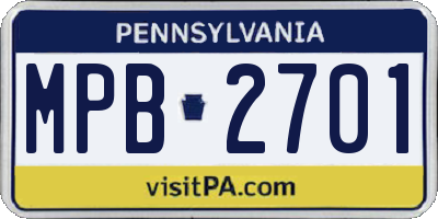 PA license plate MPB2701