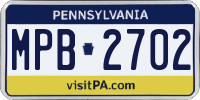 PA license plate MPB2702