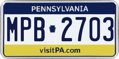 PA license plate MPB2703