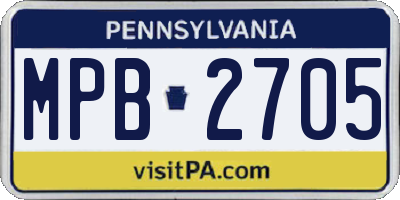 PA license plate MPB2705