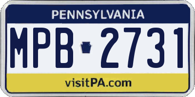 PA license plate MPB2731