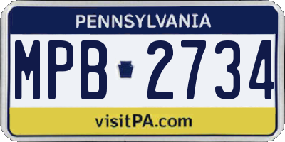 PA license plate MPB2734