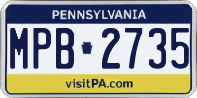 PA license plate MPB2735