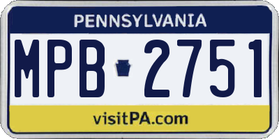 PA license plate MPB2751