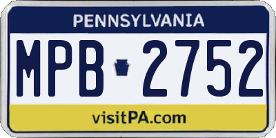 PA license plate MPB2752