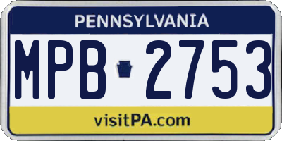 PA license plate MPB2753