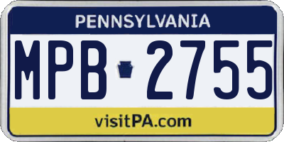 PA license plate MPB2755