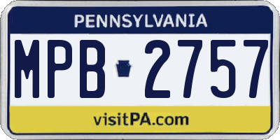PA license plate MPB2757