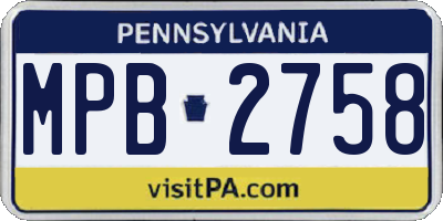 PA license plate MPB2758