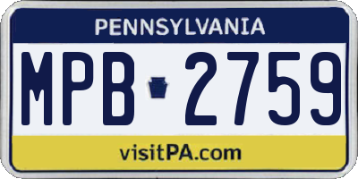 PA license plate MPB2759