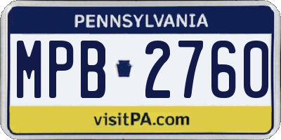 PA license plate MPB2760