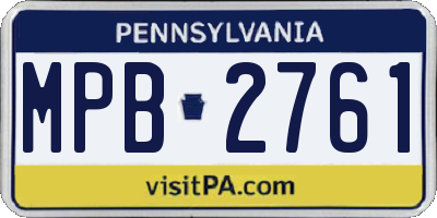 PA license plate MPB2761