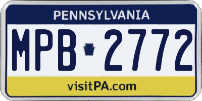 PA license plate MPB2772