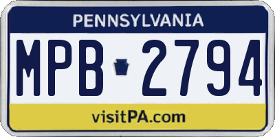 PA license plate MPB2794