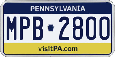 PA license plate MPB2800