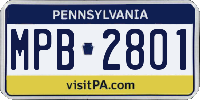 PA license plate MPB2801