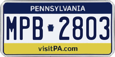 PA license plate MPB2803